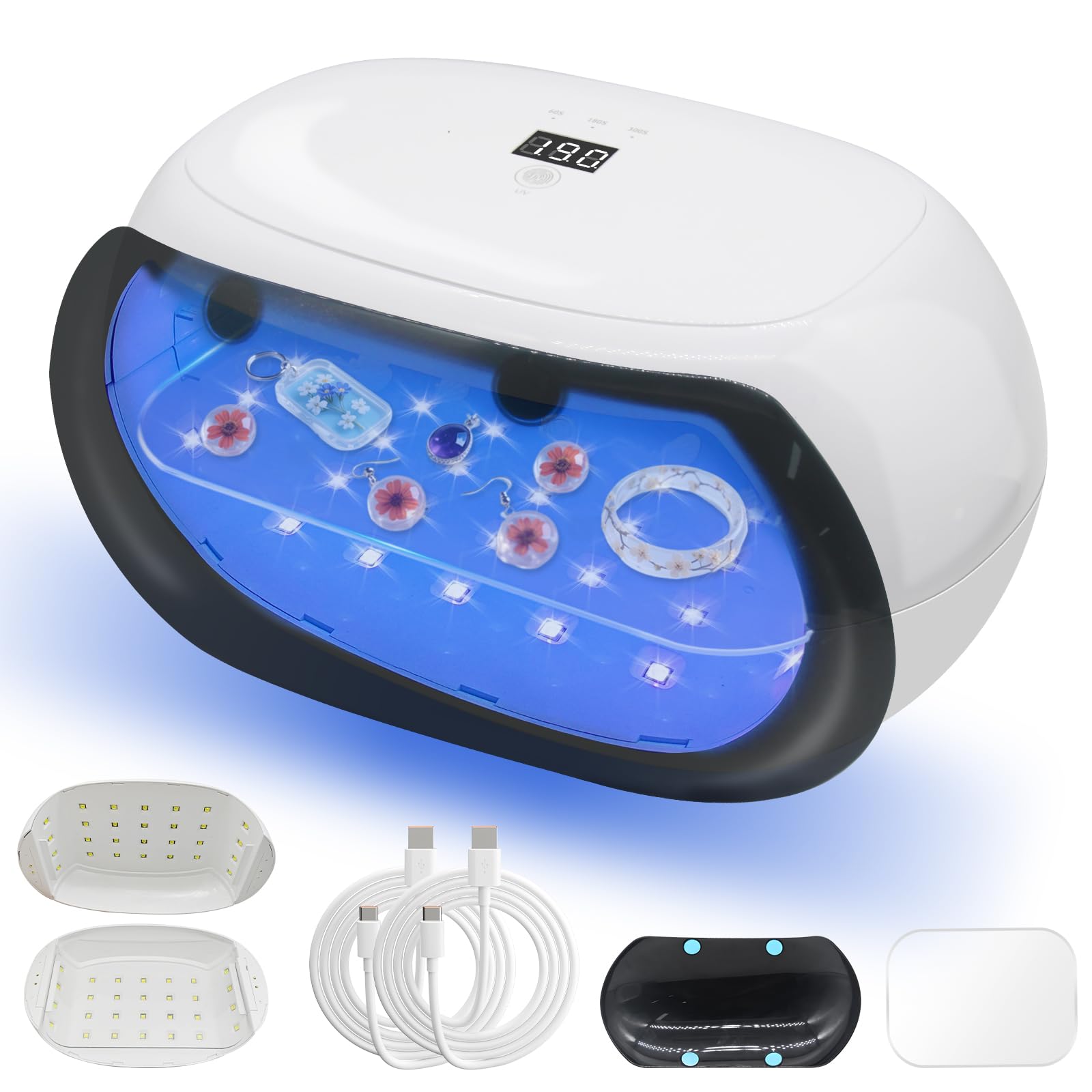 Ultra-powerful 60W UV Resin Light, 2-in-1 Double-Sided UV Lamp, Separable for Use, 56 High-Brightness LED Lamps, 360-Degree Omnidirectional Light Sour
Ultra-powerful 60W UV Resin Light, 2-in-1 Double-Sided UV Lamp, Separable for Use, 56 High-Brightness LED Lamps, 360-Degree Omnidirectional Light Sour