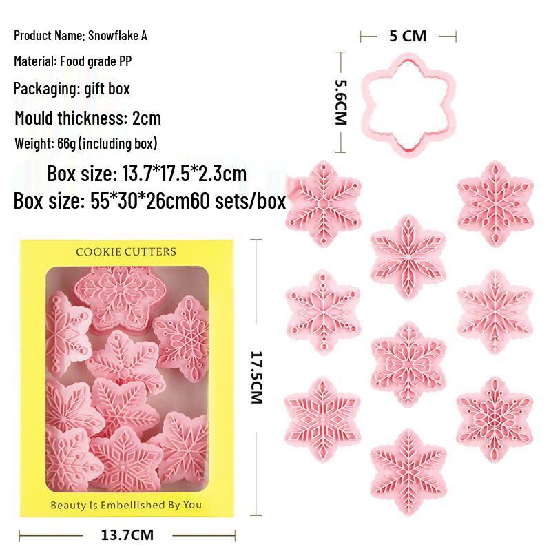 3D Embossed Snowflake Cookie Cutters - Plastic Press Mold for Icing, Fondant, and Home Baking
3D Embossed Snowflake Cookie Cutters - Plastic Press Mold for Icing, Fondant, and Home Baking