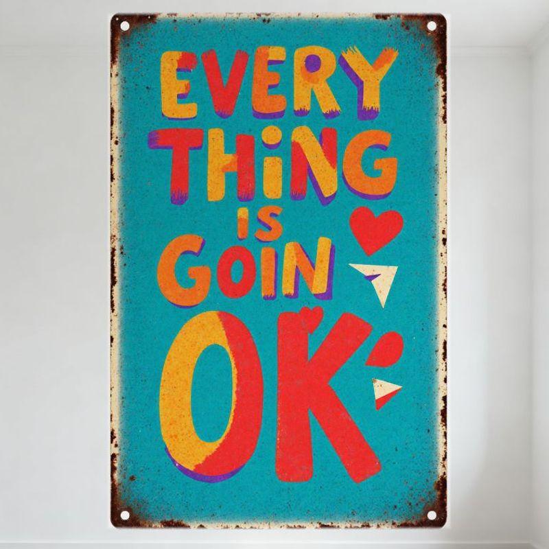 Vintage Metal Tin Sign Everything Is Goin OK with Colorful Typography, Rusty Border, Whimsical Elements - Home Decor for Bar, 20x30cm(7.8x11.8inch)
Vintage Metal Tin Sign Everything Is Goin OK with Colorful Typography, Rusty Border, Whimsical Elements - Home Decor for Bar, 20x30cm(7.8x11.8inch)