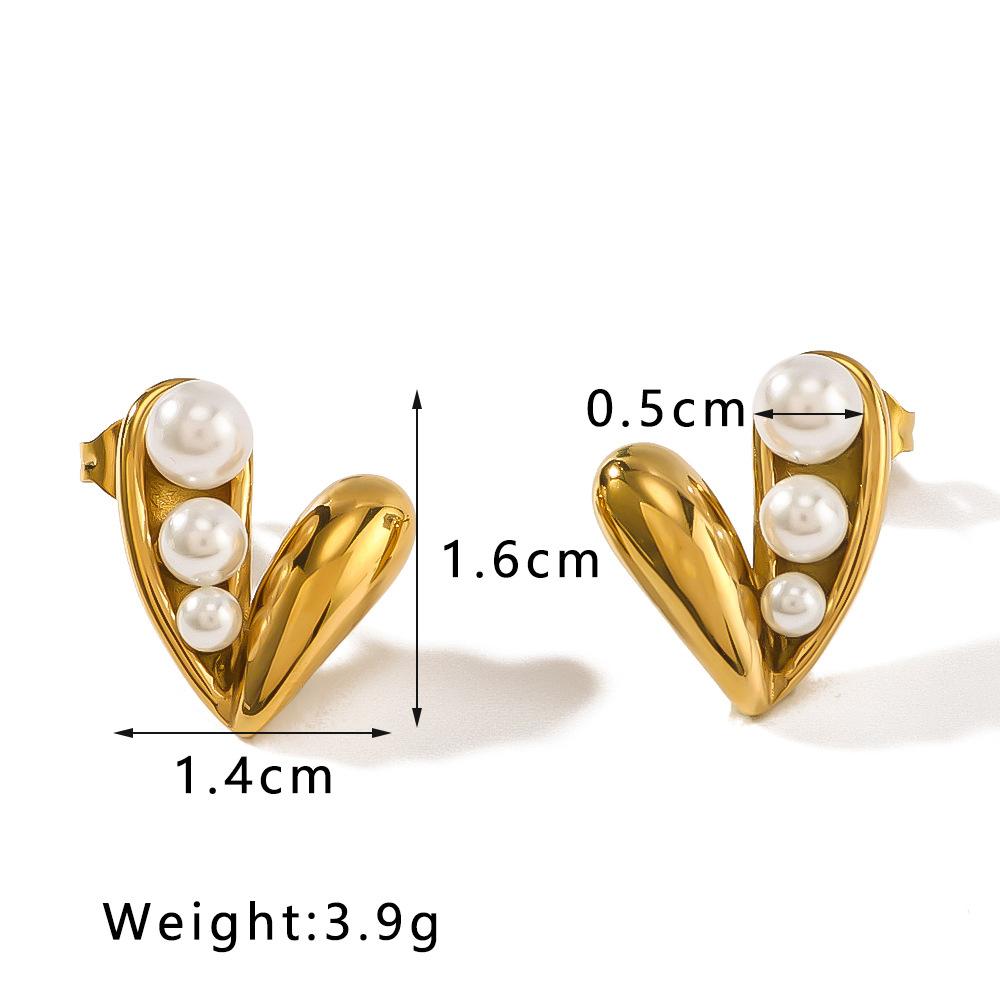 Gold Color Love Earrings For Women Pearl Charm Heart Stainless Steel Stud
Gold Color Love Earrings For Women Pearl Charm Heart Stainless Steel Stud