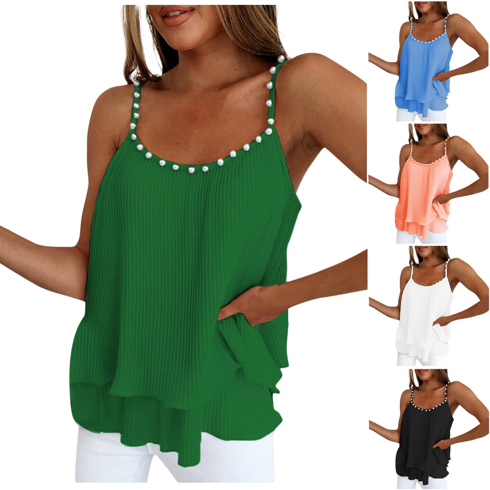 (Projector)Women s Fashionable Casual Round Neck Chiffon Pleated Pearl Camisole Top
(Projector)Women s Fashionable Casual Round Neck Chiffon Pleated Pearl Camisole Top
