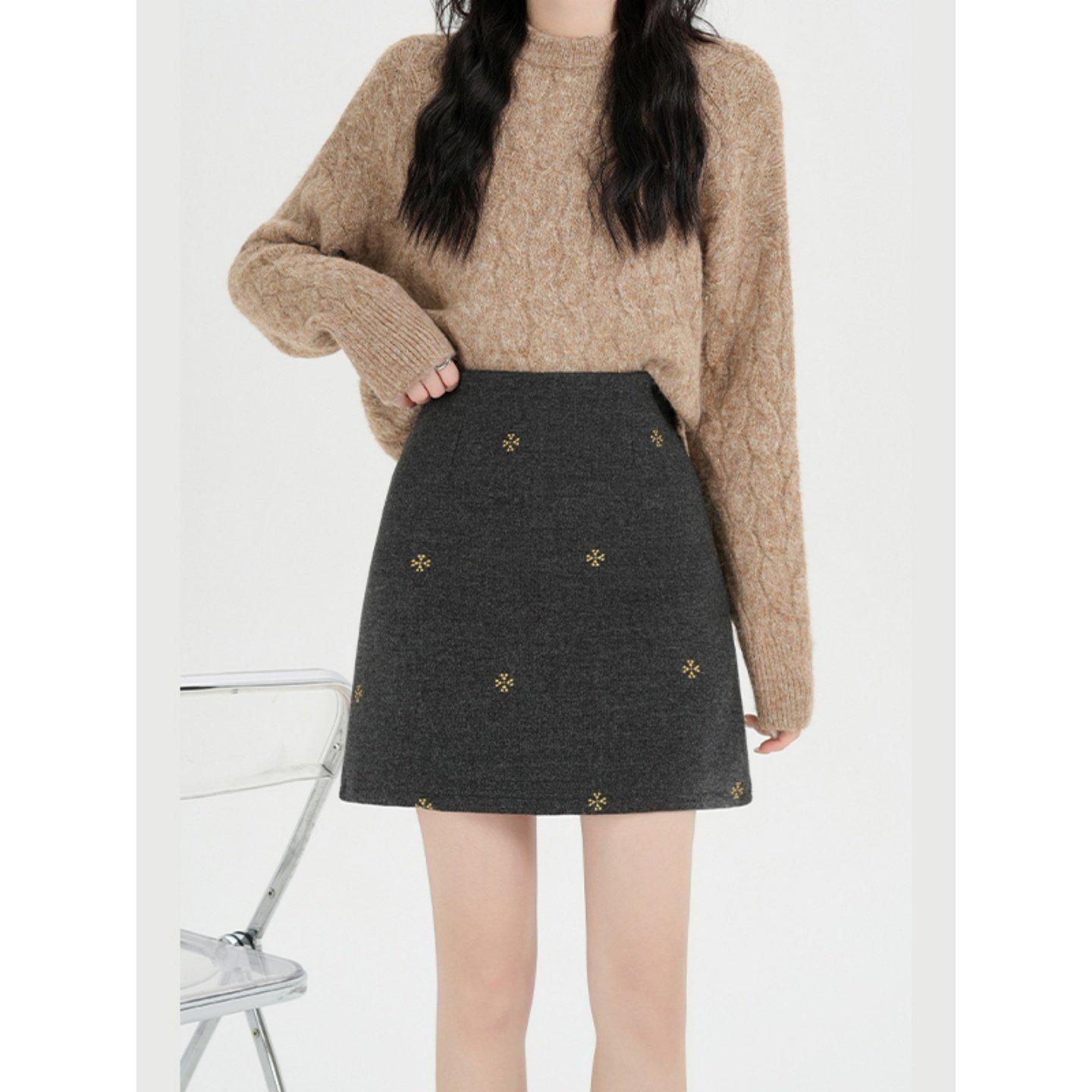 Women s Retro Gold Thread Embroidery Woolen Half Skirt - Autumn/Winter A-line Slimming Korean Style, Plus Size Medium темно-сірий
Women s Retro Gold Thread Embroidery Woolen Half Skirt - Autumn/Winter A-line Slimming Korean Style, Plus Size Medium темно-сірий