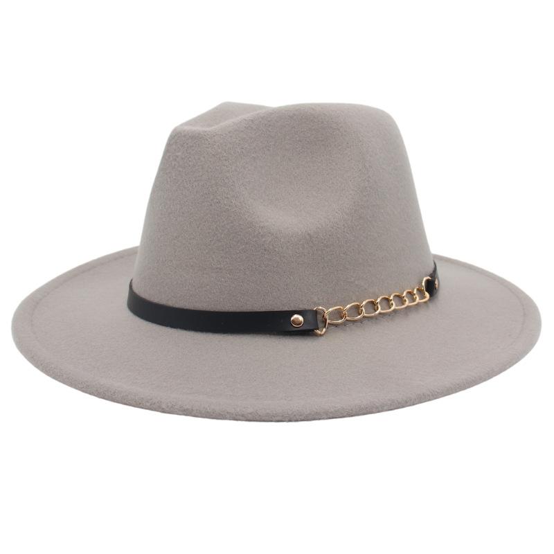 Shanghai Gentleman Felt Hat Belt Chain Top Hat Light Bottom Fedora Hat Big Brim Hat M(56-58cm) світло-сірого кольору
Shanghai Gentleman Felt Hat Belt Chain Top Hat Light Bottom Fedora Hat Big Brim Hat M(56-58cm) світло-сірого кольору