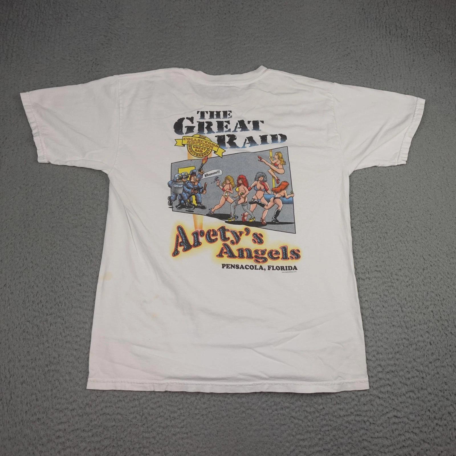 Arety s Angels Shirt Mens Large White Great Raid Pin Up Bar Pensacola Florida 4XL
Arety s Angels Shirt Mens Large White Great Raid Pin Up Bar Pensacola Florida 4XL