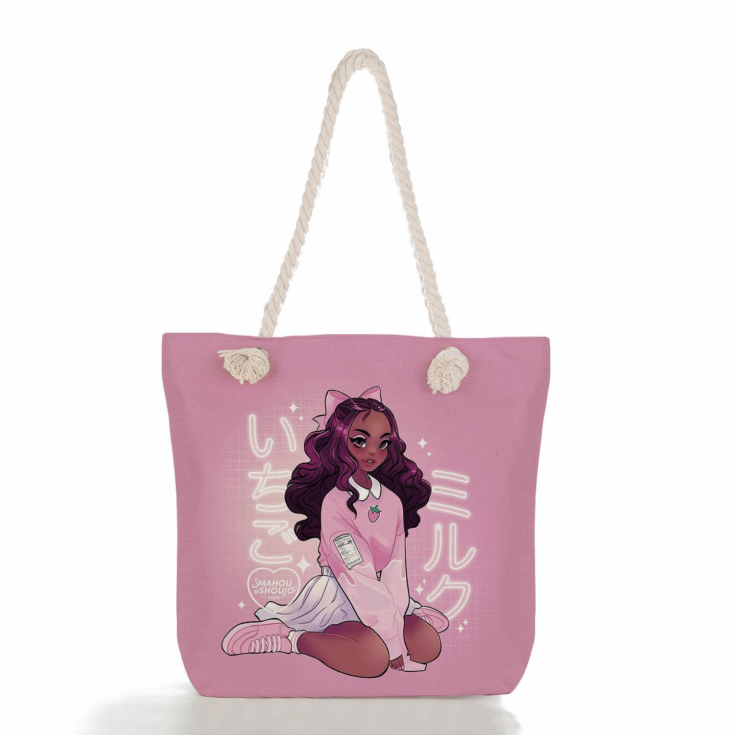 Multifunctional Black Girl Printed Thick Rope Shoulder Beach Bag Casual large capacity handbag 0105 KTB
Multifunctional Black Girl Printed Thick Rope Shoulder Beach Bag Casual large capacity handbag 0105 KTB