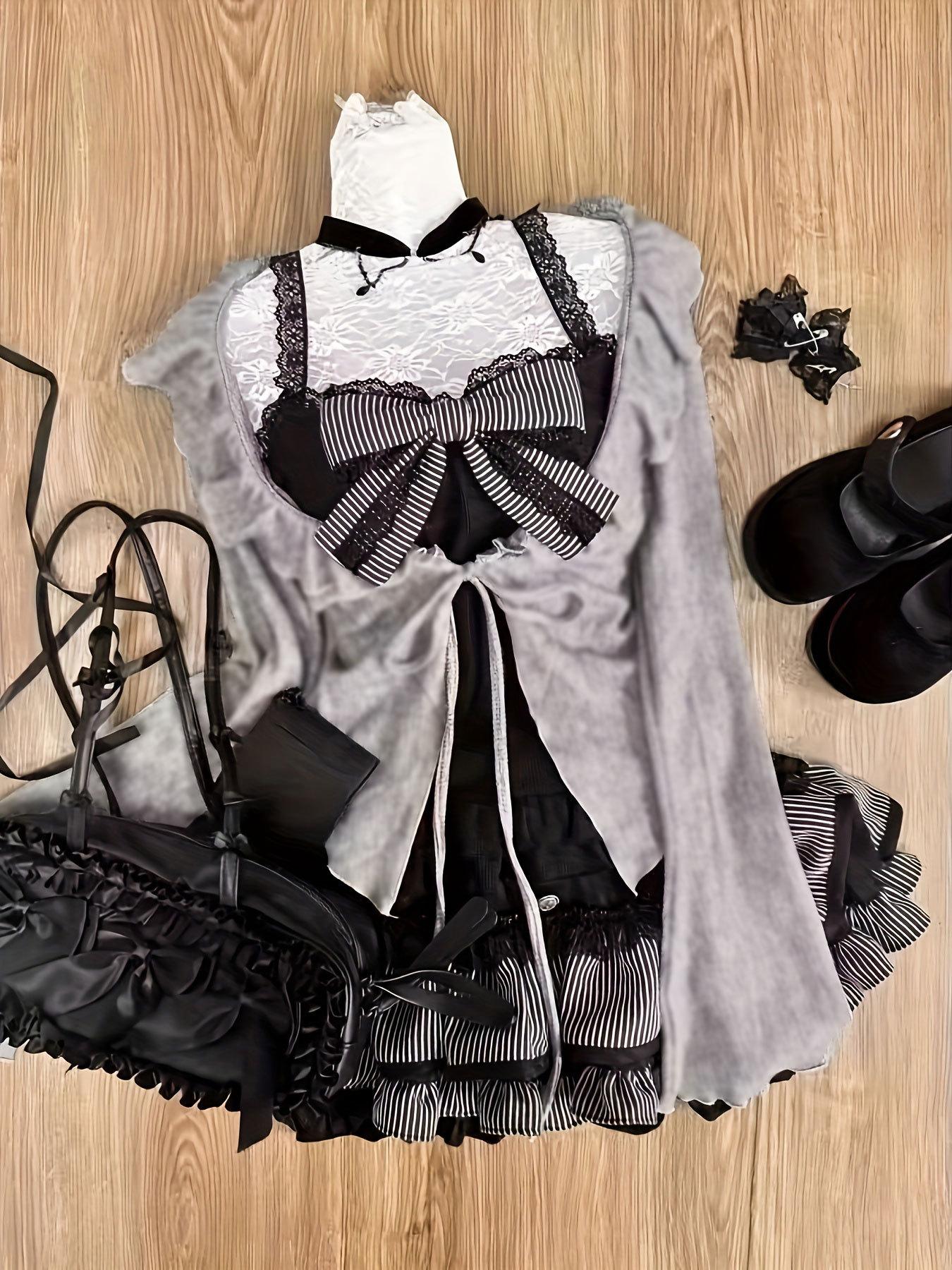 Gray Lace Patchwork Camisole Vest with Ruffle Trim and Slimming Cardigan Layered Skirt M - 96-105 jin
Gray Lace Patchwork Camisole Vest with Ruffle Trim and Slimming Cardigan Layered Skirt M - 96-105 jin