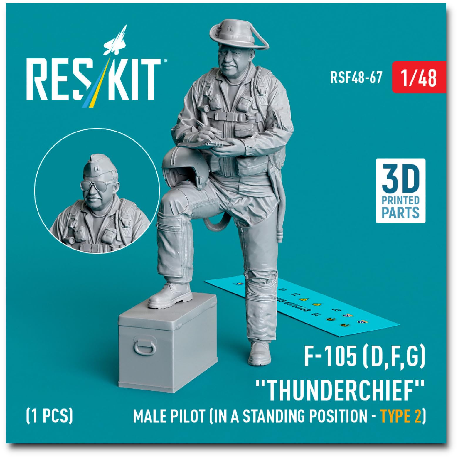 Reskit Male Pilot Standing Position 2 3D Printer Resin Kit 1/48 F-105 (D, F, G) RSKF48-0067 (Airplane)
Reskit Male Pilot Standing Position 2 3D Printer Resin Kit 1/48 F-105 (D, F, G) RSKF48-0067 (Airplane)