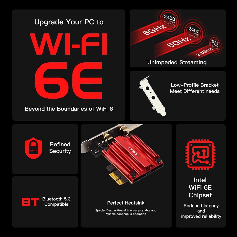 Бездротовий мережевий адаптер WiFi6E Intel AX210 Bluetooth 5.3 Triple Band 2.4G/5GHz/6GHz 802.11AX AX200 PCI Express для ПК
Бездротовий мережевий адаптер WiFi6E Intel AX210 Bluetooth 5.3 Triple Band 2.4G/5GHz/6GHz 802.11AX AX200 PCI Express для ПК