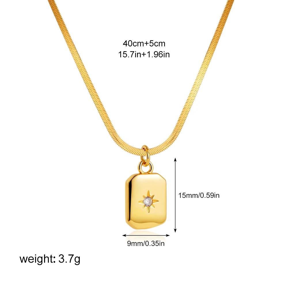 Vintage Moon Star Heart Square Pendant Stainless Steel Necklace for Women 18K Gold Plated Snake Chain Neckalces Fashion Zircon
Vintage Moon Star Heart Square Pendant Stainless Steel Necklace for Women 18K Gold Plated Snake Chain Neckalces Fashion Zircon