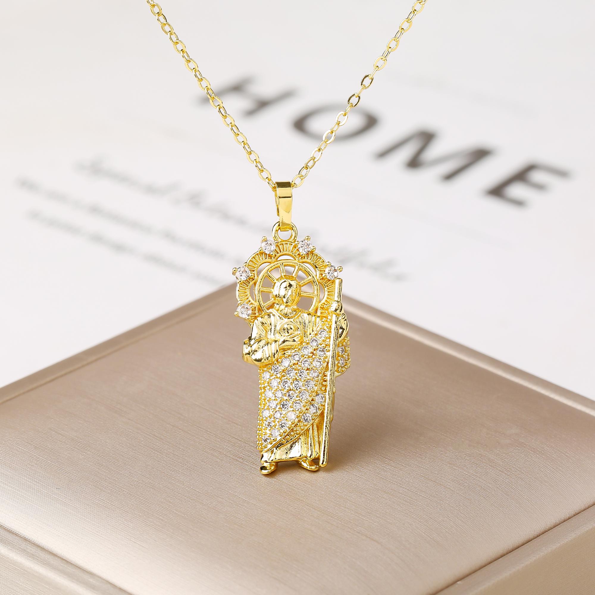 Gold Plated Virgin Mary St. Jude Angel Pendant Necklace For Women Religious Crystal Zircon Necklaces Christian Zircon Gift
Gold Plated Virgin Mary St. Jude Angel Pendant Necklace For Women Religious Crystal Zircon Necklaces Christian Zircon Gift