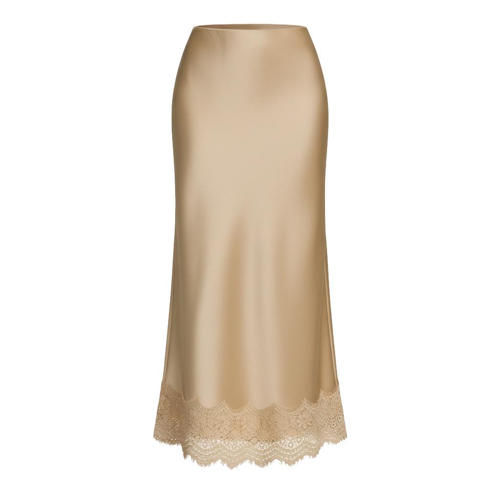 Women s Midi Skirt with Lace Hem Beige Straight Cut Satin Feel Casual Skirt S шампанского
Women s Midi Skirt with Lace Hem Beige Straight Cut Satin Feel Casual Skirt S шампанского