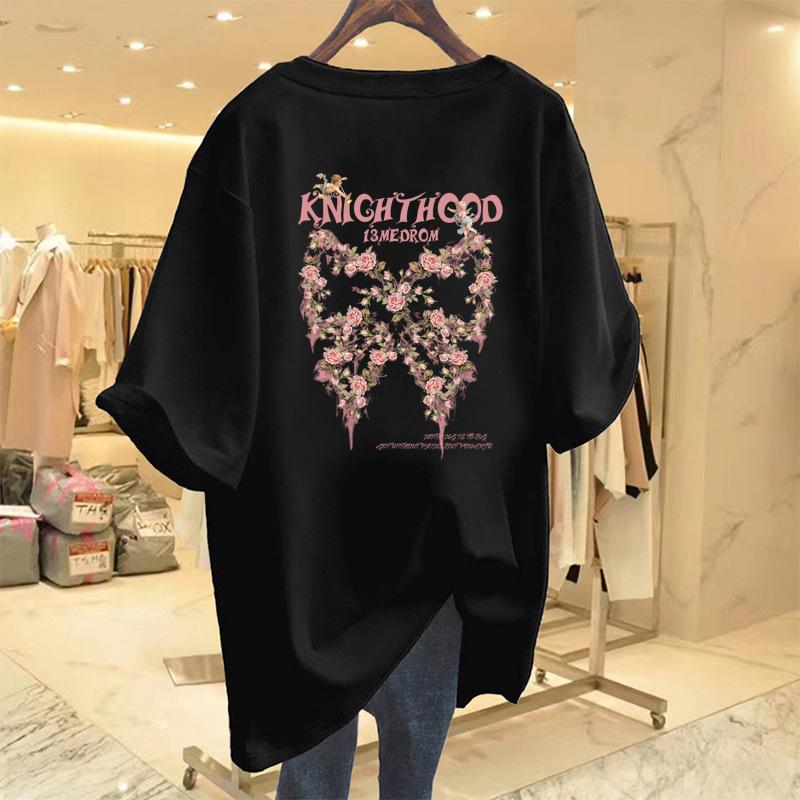 Short Sleeve Hip Cover Long T-Shirt Women s Summer White Medium and Long Loose Large Size Printed Pure Cotton Top with Bow Inside S
Short Sleeve Hip Cover Long T-Shirt Women s Summer White Medium and Long Loose Large Size Printed Pure Cotton Top with Bow Inside S