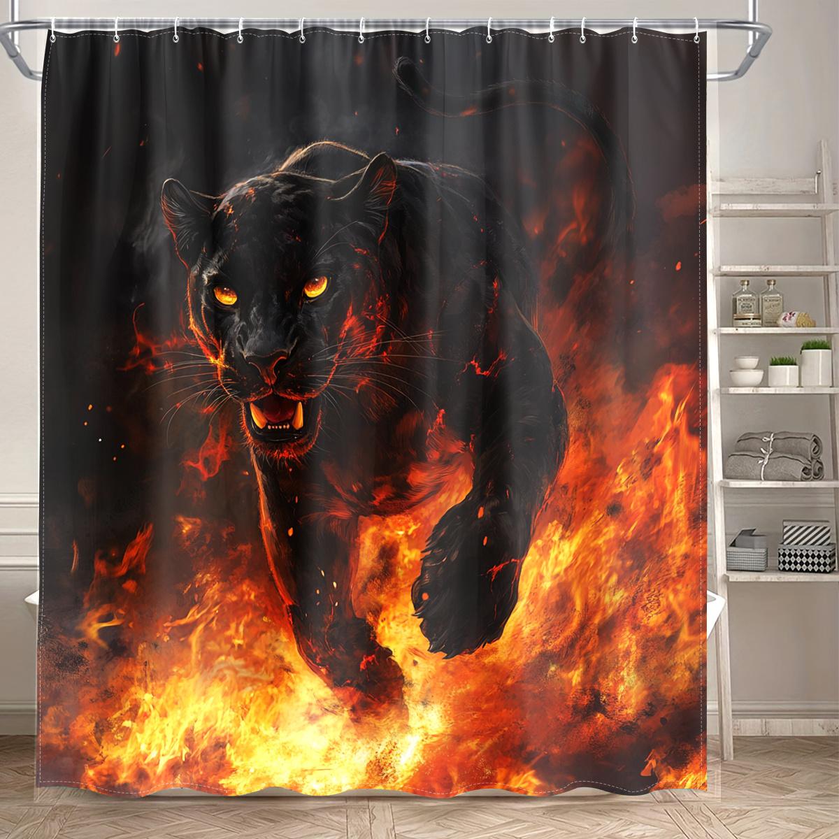 1Pc Leopard Digital Printed Shower Curtain Featuring Flames. This Polyester Fabric Shower Curtain Comes With Hooks, W60H190(CM)-1 Pcs
1Pc Leopard Digital Printed Shower Curtain Featuring Flames. This Polyester Fabric Shower Curtain Comes With Hooks, W60H190(CM)-1 Pcs