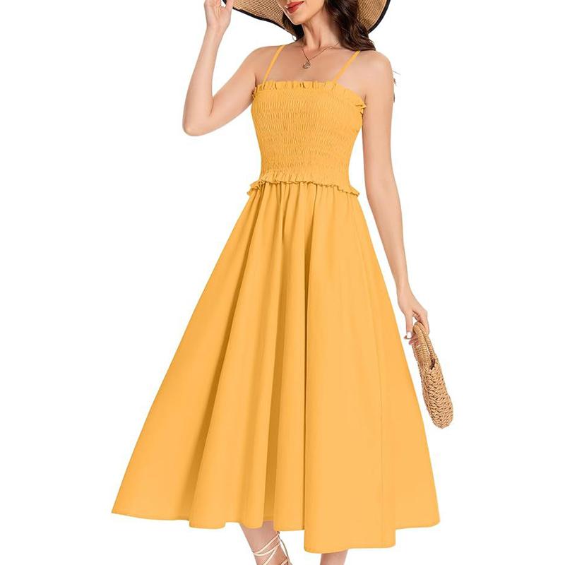 Женское летнее платье-трапеция с открытой спиной и оборками, однотонное праздничное цельное платье XL
Женское летнее платье-трапеция с открытой спиной и оборками, однотонное праздничное цельное платье XL