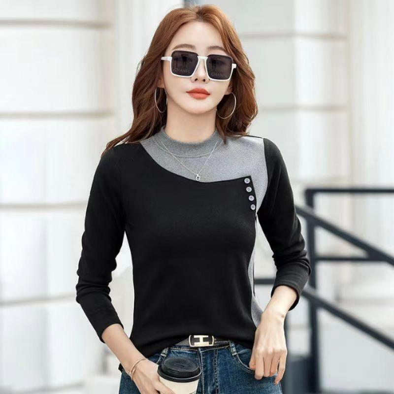 women color block long sleeve turtleneck t shirt button detail casual top M
women color block long sleeve turtleneck t shirt button detail casual top M