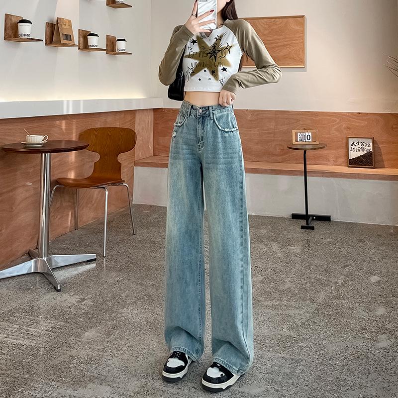 Spring Women s Wide-Leg Straight Jeans with Pockets, Flattering Ripped Design, Floor-Length for All Leg Shapes M
Spring Women s Wide-Leg Straight Jeans with Pockets, Flattering Ripped Design, Floor-Length for All Leg Shapes M