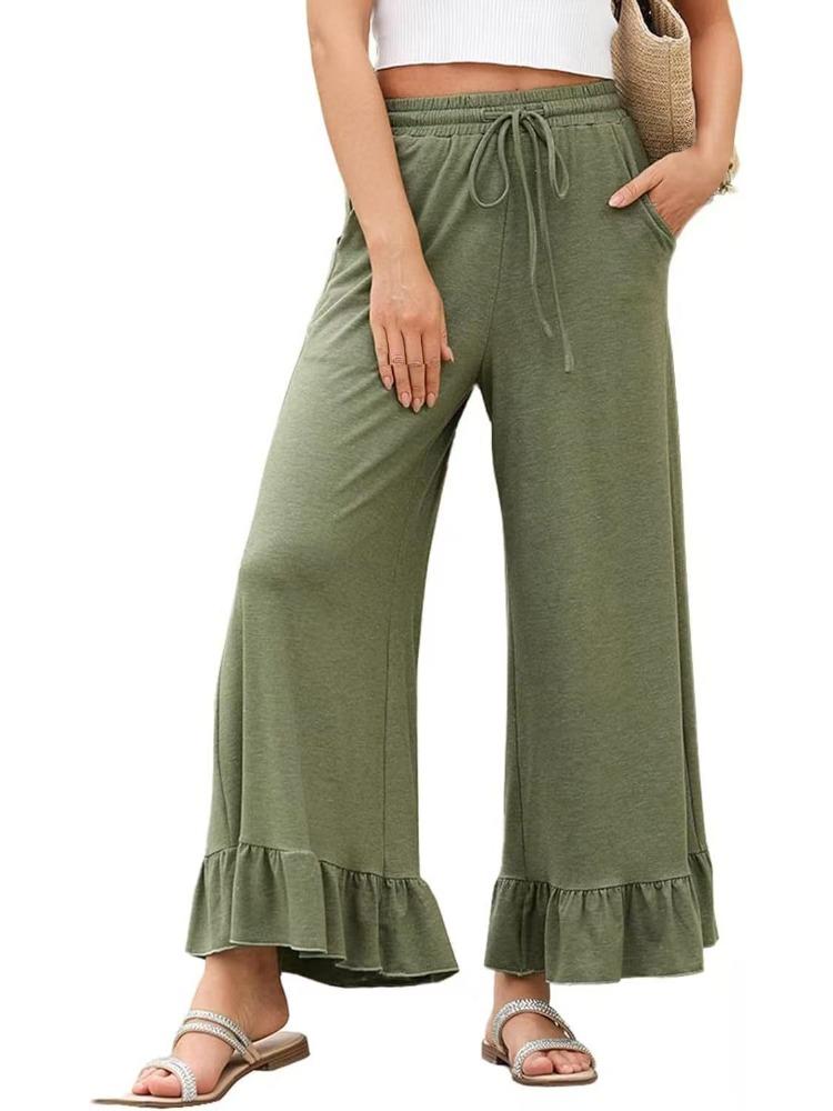 Black Wide Leg Pants with Drawstring Waist and Ruffle Hem XXL армія зелений колір
Black Wide Leg Pants with Drawstring Waist and Ruffle Hem XXL армія зелений колір
