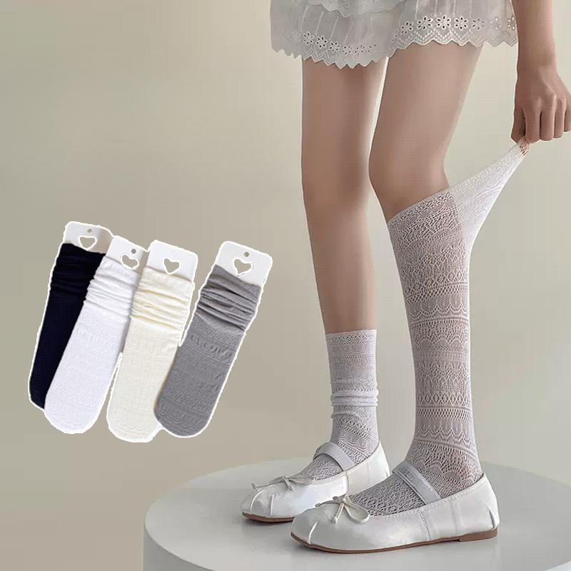 Lace Socks for Women - Summer Thin White Knee High Hollow Calf Slouch Socks, Stylish Ruffle Mesh Socks for Summer One Size
Lace Socks for Women - Summer Thin White Knee High Hollow Calf Slouch Socks, Stylish Ruffle Mesh Socks for Summer One Size