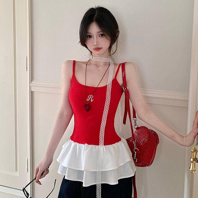 Women s Summer Slim Fit Red Knit Lace Camisole Tank Top, Ballet-Style Embroidered Design, Wearable as Outerwear. XL красный
Women s Summer Slim Fit Red Knit Lace Camisole Tank Top, Ballet-Style Embroidered Design, Wearable as Outerwear. XL красный