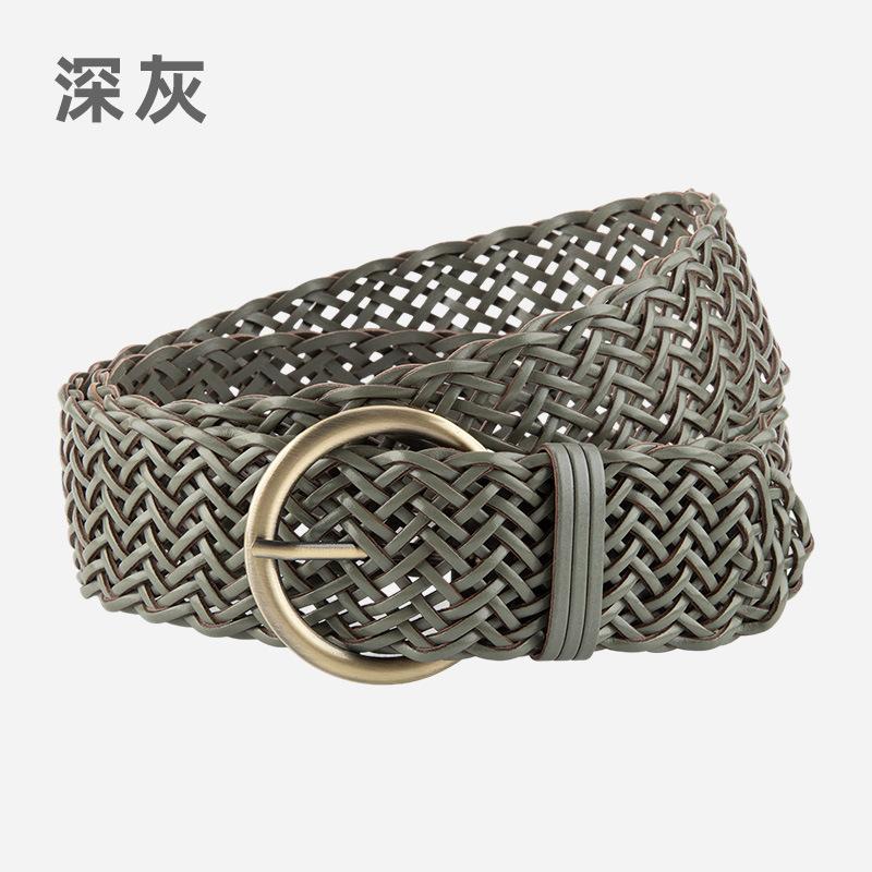 Women s belt leather woven belt, retro women s round buckle decorative non-punching pin buckle belt 110 темно-сірий
Women s belt leather woven belt, retro women s round buckle decorative non-punching pin buckle belt 110 темно-сірий