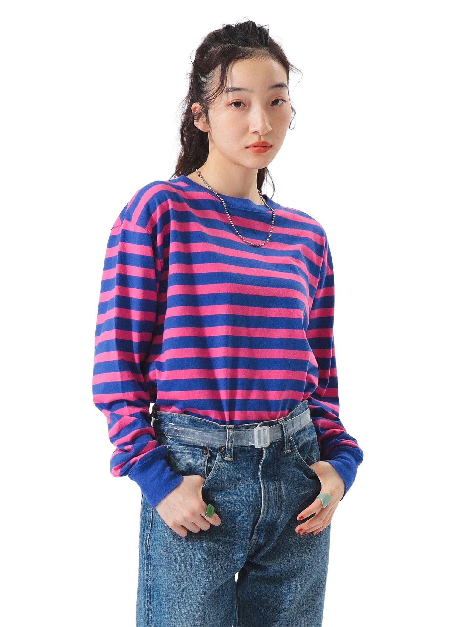 Beams Boy Women s Basic Striped Long Sleeve L/S Tee, Blue/Pink, Free Size
Beams Boy Women s Basic Striped Long Sleeve L/S Tee, Blue/Pink, Free Size