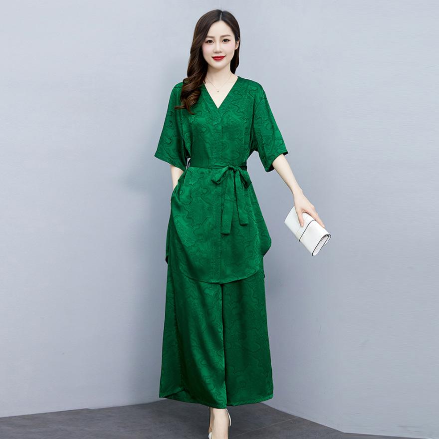 Large size culottes set Female lady loose fat MM dress covering meat middle-aged top wide leg pants two-piece set L зелений
Large size culottes set Female lady loose fat MM dress covering meat middle-aged top wide leg pants two-piece set L зелений