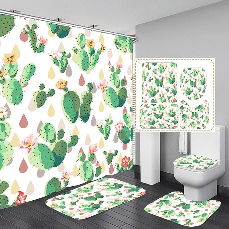 Tropical Green Plant Leaf Palm Cactus Shower Curtain Set Bathroom Curtain Anti-Slip Bath Mat Set Toilet Rugs Carpet Home Decor W60H190(CM)-1 Pcs
Tropical Green Plant Leaf Palm Cactus Shower Curtain Set Bathroom Curtain Anti-Slip Bath Mat Set Toilet Rugs Carpet Home Decor W60H190(CM)-1 Pcs