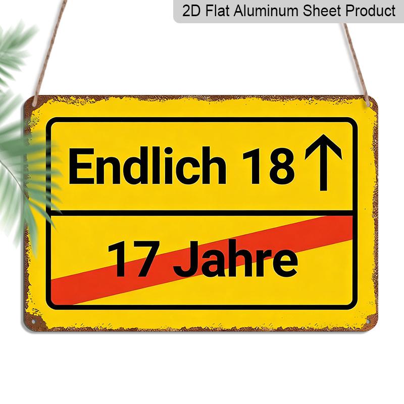 2D Flat 1pc Classic Metal Sign, Finally 18 German Birthday Decoration Plaque, Aluminium Wall Art, 8 x12 , with Design for Indoor/Outdoor Use, Gift 20*30cm
2D Flat 1pc Classic Metal Sign, Finally 18 German Birthday Decoration Plaque, Aluminium Wall Art, 8 x12 , with Design for Indoor/Outdoor Use, Gift 20*30cm