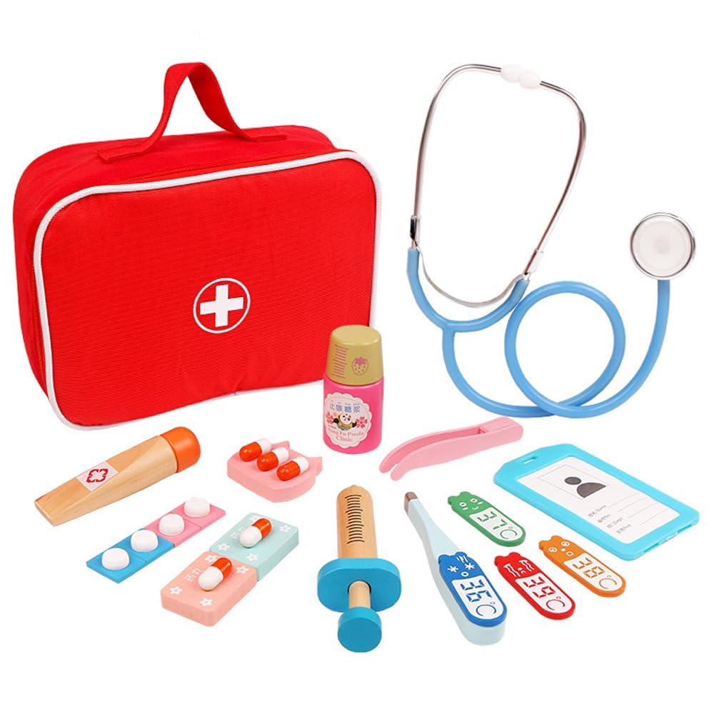 Doctor Play Set - Mini Doctor Set with First Aid Kit Storage, Stethoscope, Medicine Included, Wooden Toy Set for Pretend Play, Boys and Girls, 13 Piec
Doctor Play Set - Mini Doctor Set with First Aid Kit Storage, Stethoscope, Medicine Included, Wooden Toy Set for Pretend Play, Boys and Girls, 13 Piec