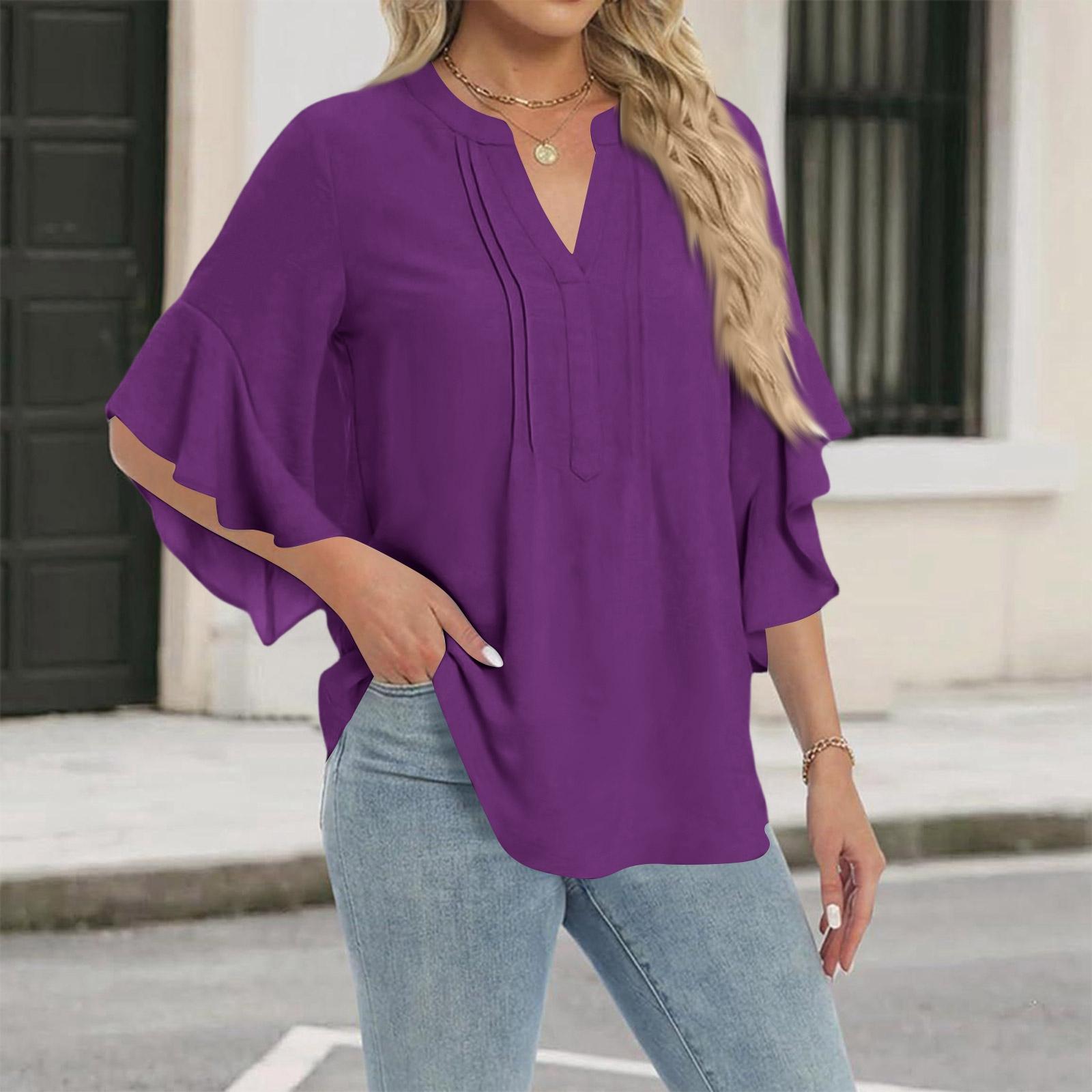 Women’s V Neck Ruffle Sleeve Blouse Loose Fit Tunic Top Lightweight Casual Pullover Shirt for Daily Wear Work Office XXL фиолетовый
Women’s V Neck Ruffle Sleeve Blouse Loose Fit Tunic Top Lightweight Casual Pullover Shirt for Daily Wear Work Office XXL фиолетовый