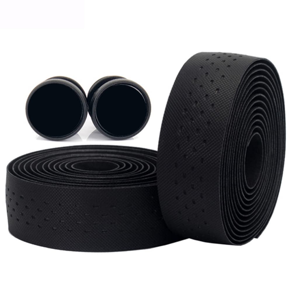 Велосипедная лента на руль-баран для шоссейного велосипеда из ЭВА и ПУ с заглушками для концов, черная и правая для велосипедов, (Левый набор) чёрный