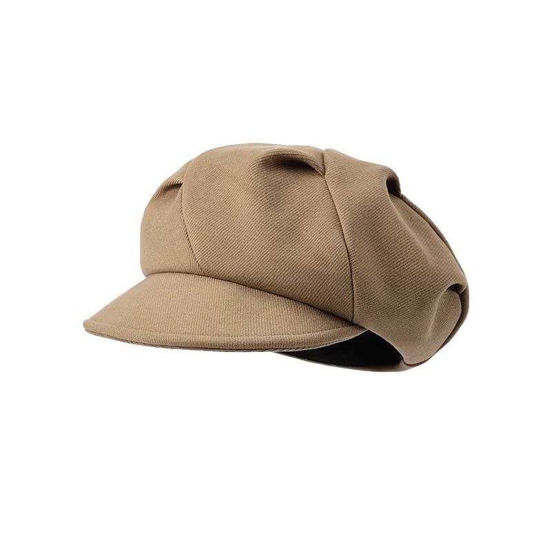 Модная теплая шляпа-берет для женщин и девочек, сохраняющая тепло, ветрозащитная, восьмиугольная, французские ретро-береты, литературные, элегантные, кепки в корейском стиле 1pc верблюд