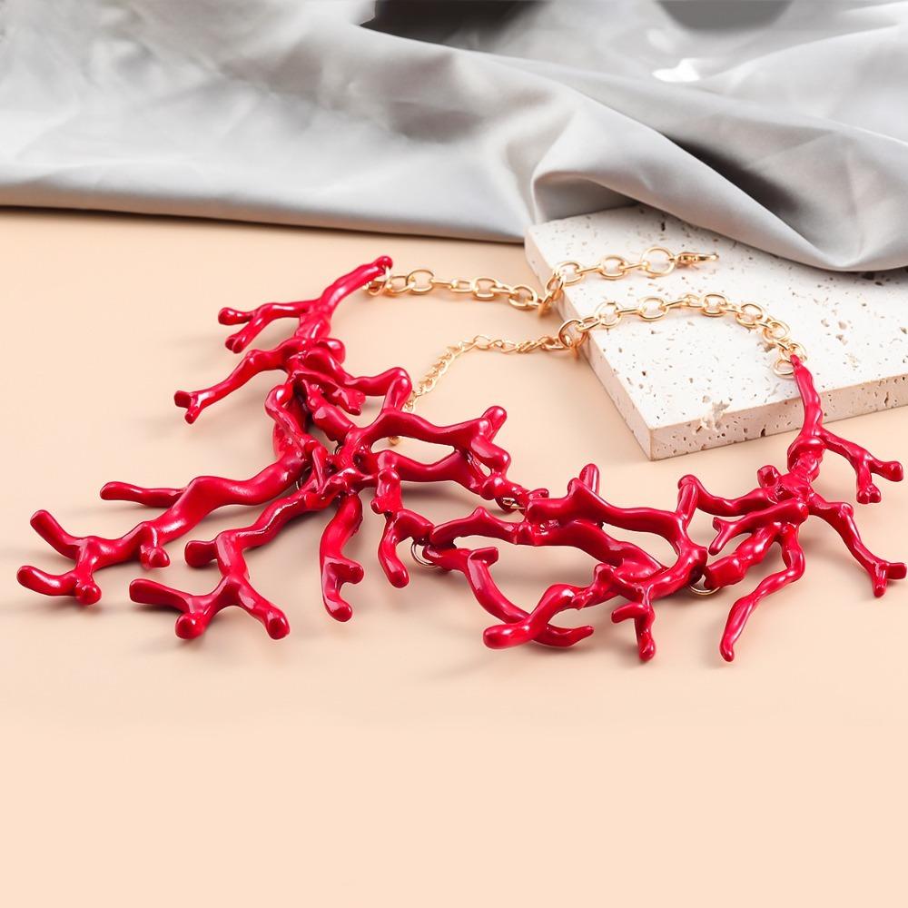 Trendy Exaggerated Coral Collars Bohemia Exaggerated Coral Necklace Red Coral Alloy Necklace
Trendy Exaggerated Coral Collars Bohemia Exaggerated Coral Necklace Red Coral Alloy Necklace