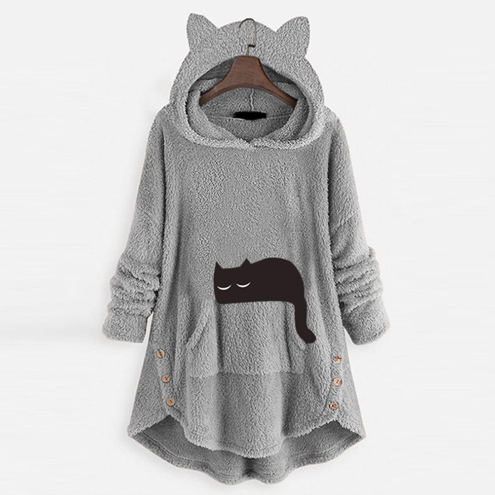 Women Embroidery Ear Plus Size Hoodie Pocket Top Sweater Blouse M чорний
Women Embroidery Ear Plus Size Hoodie Pocket Top Sweater Blouse M чорний