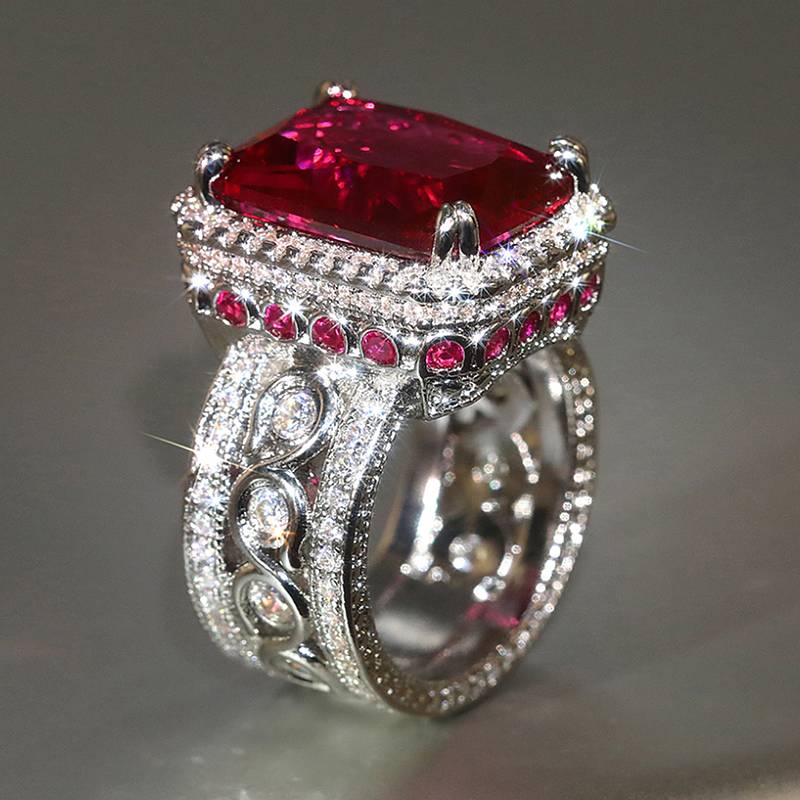Huitan Luxury Sparkling Red CZ Ring Fo Women Wedding Elegant Accessories Engrave Design Fashion Party Delicate Female Zircon 10
Huitan Luxury Sparkling Red CZ Ring Fo Women Wedding Elegant Accessories Engrave Design Fashion Party Delicate Female Zircon 10