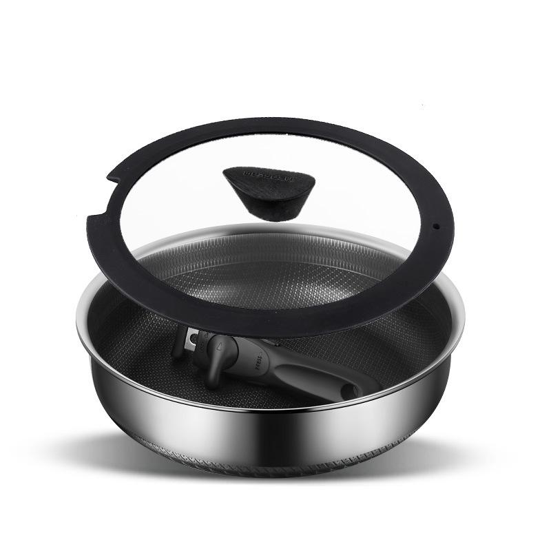 Factory Wholesale Non Stick Honeycomb Frying Pan 316 Triply Stainless Steel Fry Pan With Detachable Handle 24cm
Factory Wholesale Non Stick Honeycomb Frying Pan 316 Triply Stainless Steel Fry Pan With Detachable Handle 24cm