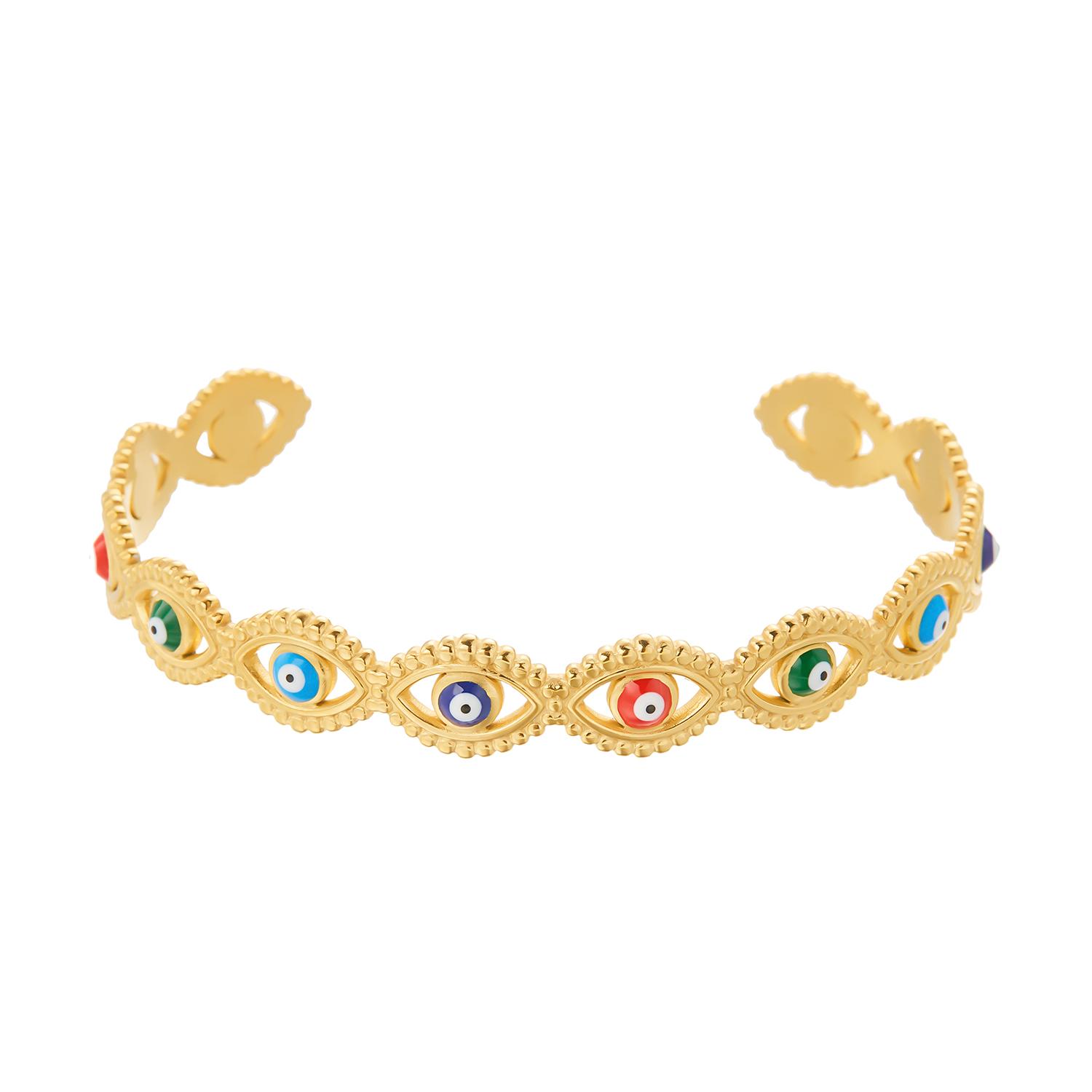 Stainless Steel Lucky Turkish Evil Eye Open Bracelet For Women Gold Plated Colorful Devil Eyes Geometric Bangle Charm Jewelry
Stainless Steel Lucky Turkish Evil Eye Open Bracelet For Women Gold Plated Colorful Devil Eyes Geometric Bangle Charm Jewelry