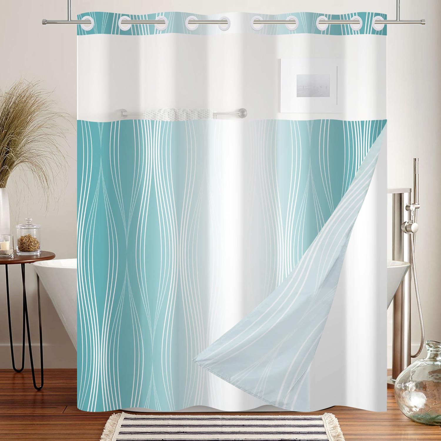 Solid Color Gradient Shower Curtain Striped Hookless Double Layer Curtain With Snap In Removable Liner For Bathroom Bathtubs W60H190(CM)-1 Pcs
Solid Color Gradient Shower Curtain Striped Hookless Double Layer Curtain With Snap In Removable Liner For Bathroom Bathtubs W60H190(CM)-1 Pcs