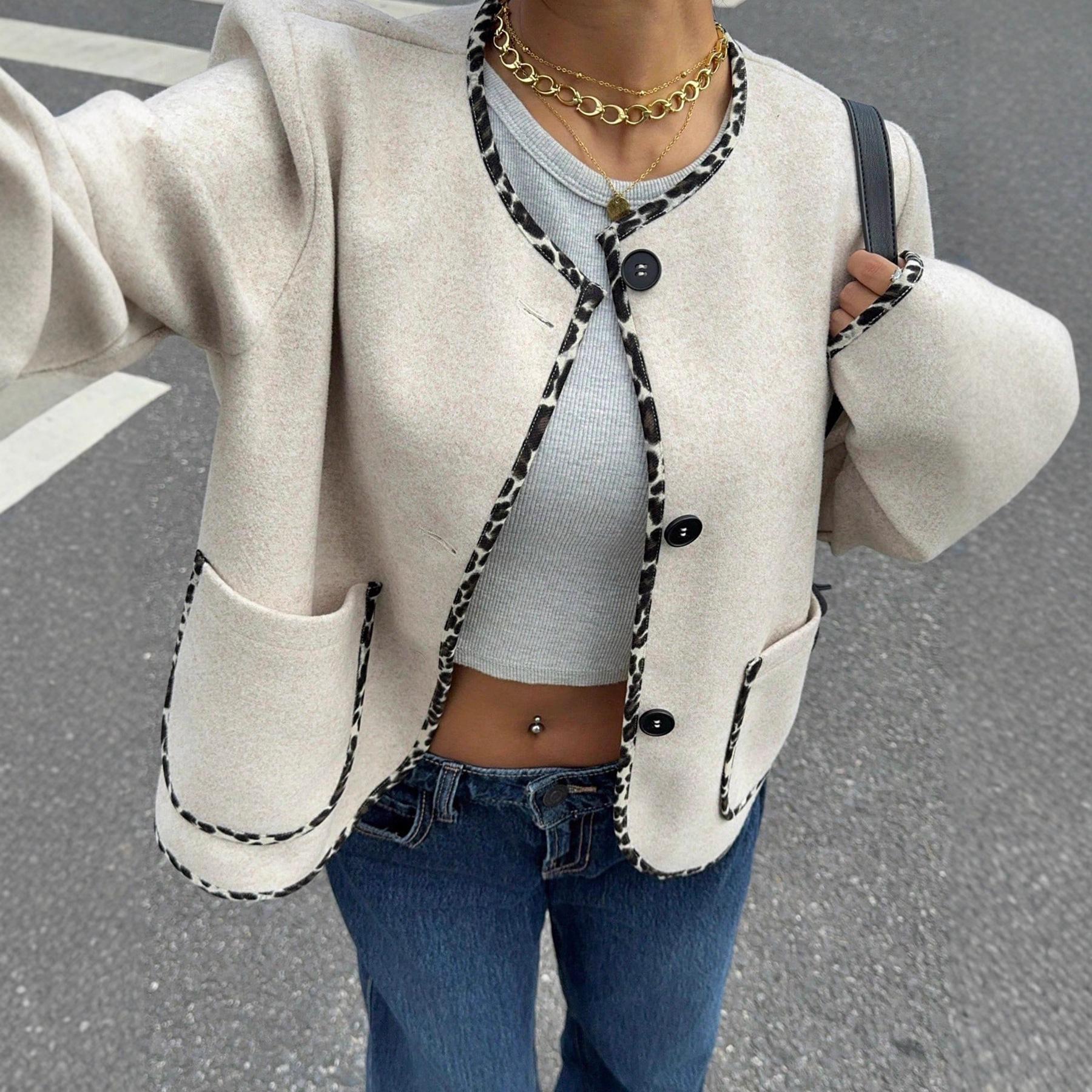 Women s Casual Short Woolen Jacket Women s High Street Fashion Woolen Jacket Loose Leopard Print Stitching Picture S абрикосовий
Women s Casual Short Woolen Jacket Women s High Street Fashion Woolen Jacket Loose Leopard Print Stitching Picture S абрикосовий