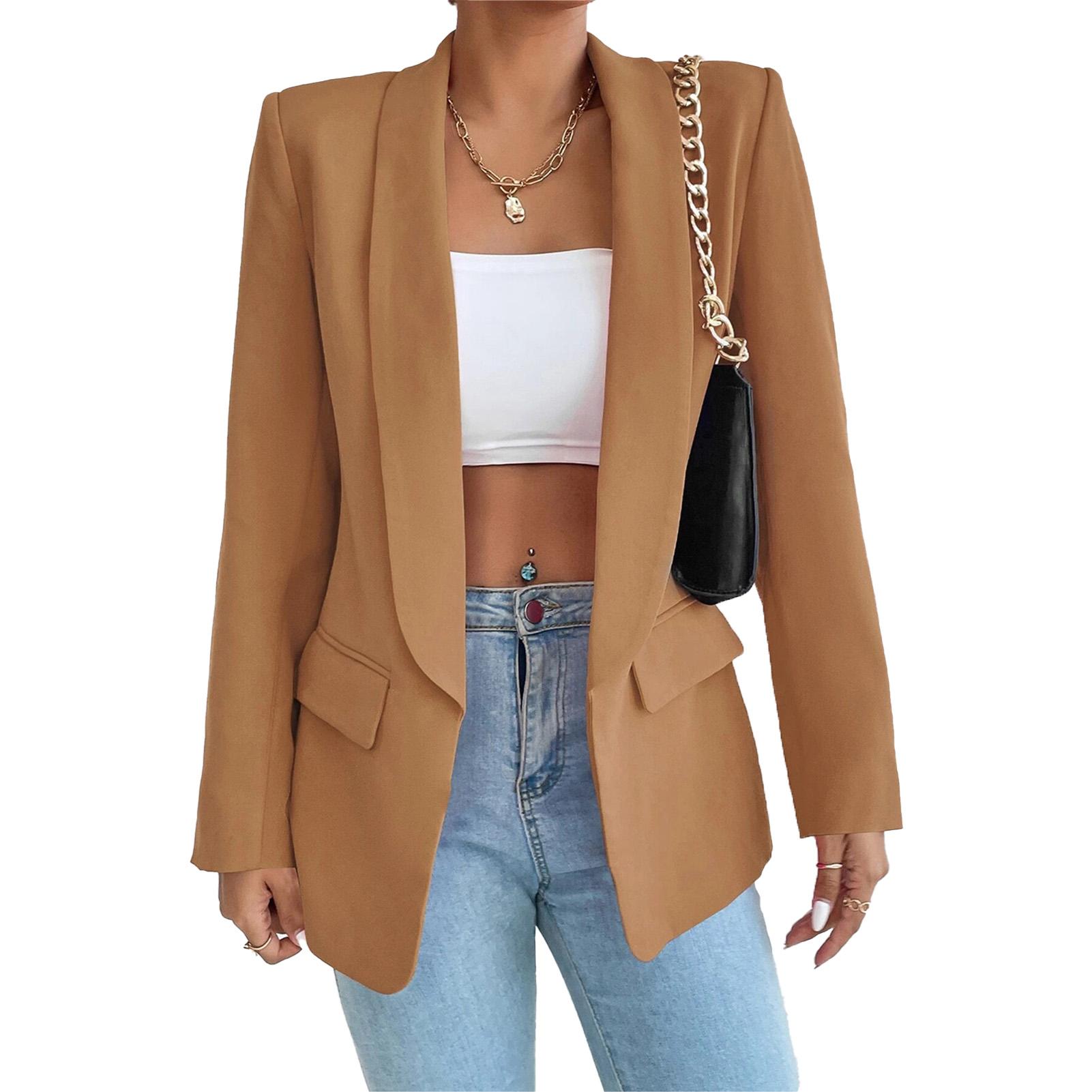 Женский отложной воротник, пиджак с карманом-клапаном, без пуговиц, длинный рукав, модный однотонный пиджак XL жёлтый
Женский отложной воротник, пиджак с карманом-клапаном, без пуговиц, длинный рукав, модный однотонный пиджак XL жёлтый