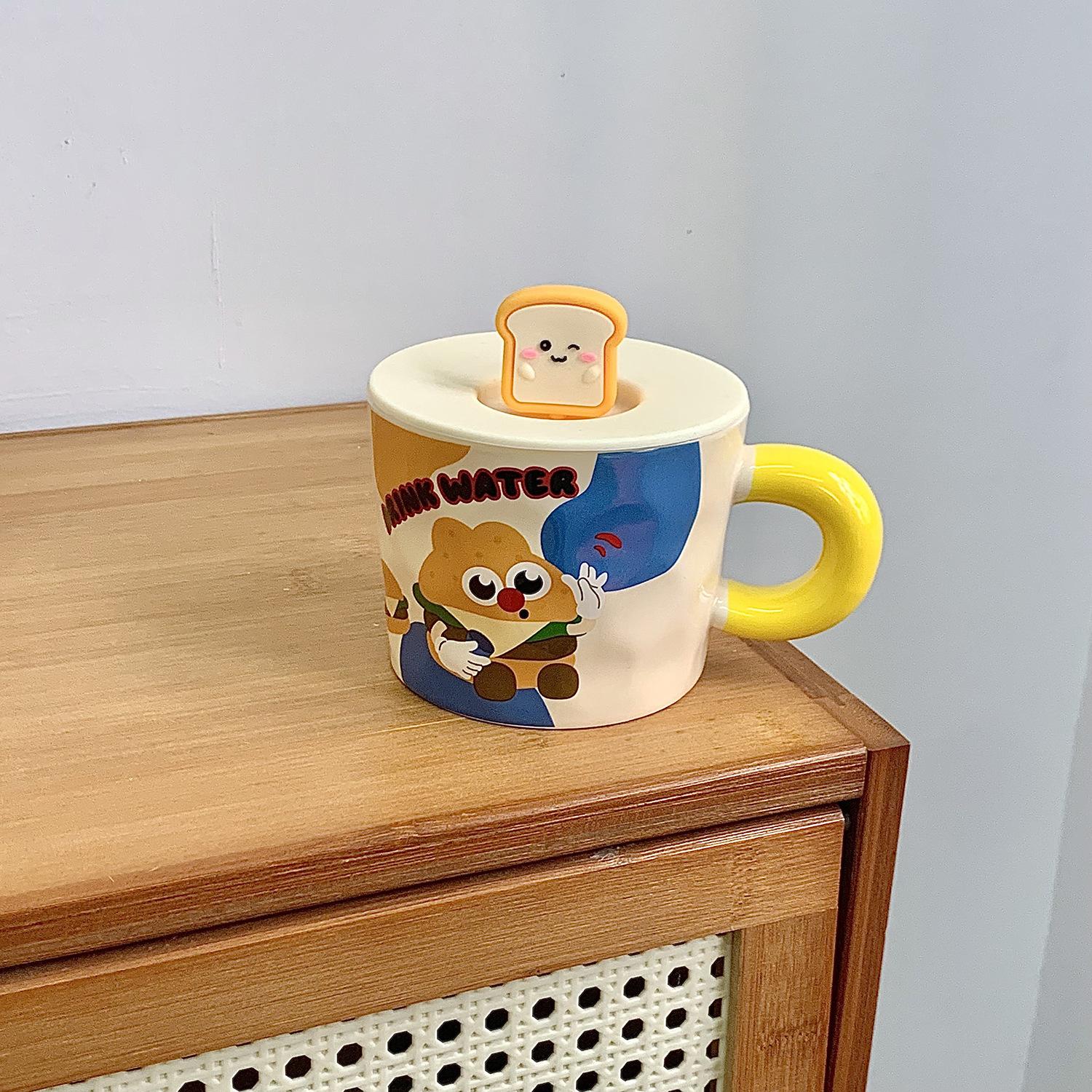 Cute Cartoon Bread Mug with Lid Spoon Ceramic Cup Couple Home Coffee Water Cup Girl Children Breakfast Cup 301-400ml
Cute Cartoon Bread Mug with Lid Spoon Ceramic Cup Couple Home Coffee Water Cup Girl Children Breakfast Cup 301-400ml