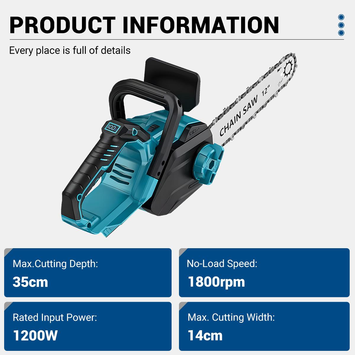 Drillpro Brushless Electric Chainsaw Oil Adjustment Woodworking Power Tool Graden 12Inch Cordless Chainsaw for Makita Battery No Battery
Drillpro Brushless Electric Chainsaw Oil Adjustment Woodworking Power Tool Graden 12Inch Cordless Chainsaw for Makita Battery No Battery