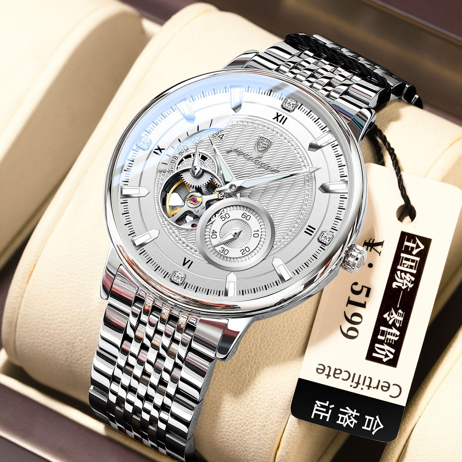 POEDAGAR National Top Brand Automatic Men s Watch Waterproof Luminous Mechanical Wristwatch for Business Casual Gift P1416Silver shell with wh
POEDAGAR National Top Brand Automatic Men s Watch Waterproof Luminous Mechanical Wristwatch for Business Casual Gift P1416Silver shell with wh