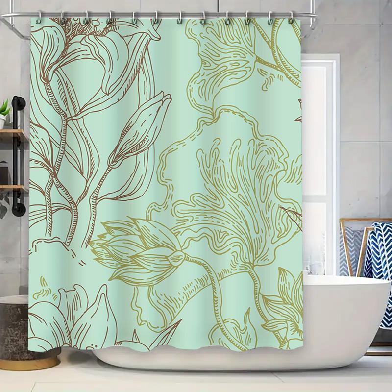 Modern Flower Shower Curtain, Waterproof Fabric Decorative Bathroom Curtains For Home Decoration Aqua Green With Gold Print W60H190(CM)-1 Pcs
Modern Flower Shower Curtain, Waterproof Fabric Decorative Bathroom Curtains For Home Decoration Aqua Green With Gold Print W60H190(CM)-1 Pcs