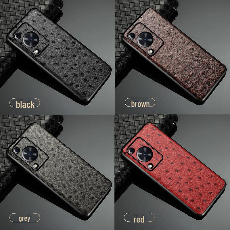 Защитный чехол из натуральной кожи с рисунком страуса для Huawei Enjoy 70/70Pro Enjoy 70 чёрный