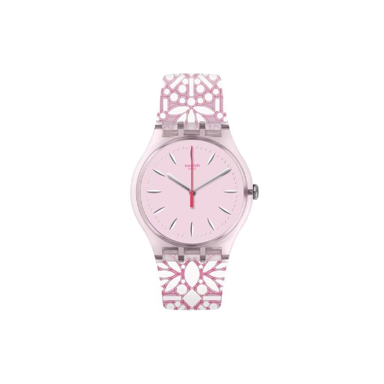 Swatch Fleurie Series Quartz Movement 30M Water Resistant Watch 41Mm Pink Dial Plastic Case Silicone Strap Unisex watches SUOP109 Pink
Swatch Fleurie Series Quartz Movement 30M Water Resistant Watch 41Mm Pink Dial Plastic Case Silicone Strap Unisex watches SUOP109 Pink
