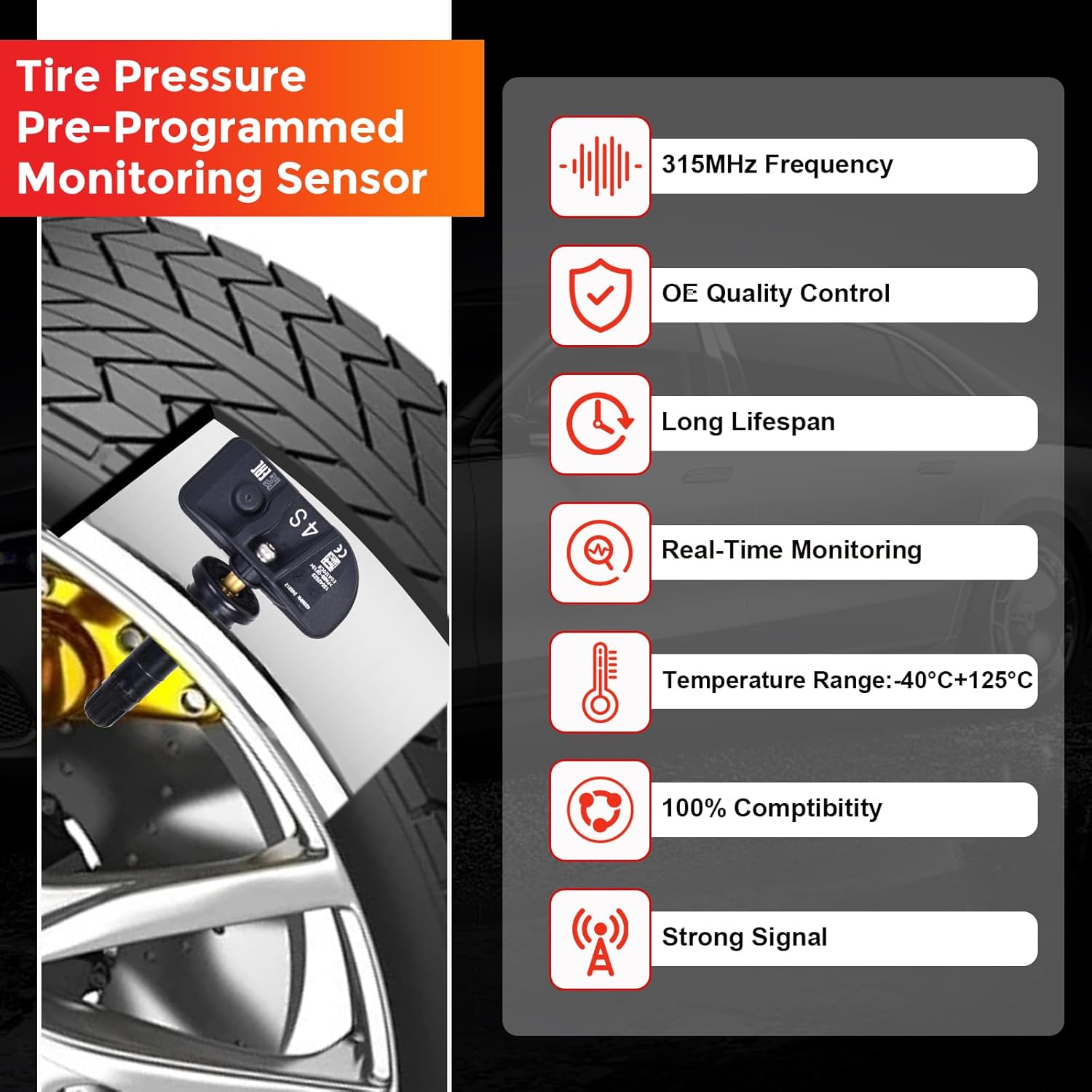 RLP TPMS Tire Sensor Tire Pressure Monitoring System Sensor 433MHz Compatible with 2020 2021 2022 2023 2024 Buick Ca-dillac Chevy Silverado GMC
RLP TPMS Tire Sensor Tire Pressure Monitoring System Sensor 433MHz Compatible with 2020 2021 2022 2023 2024 Buick Ca-dillac Chevy Silverado GMC