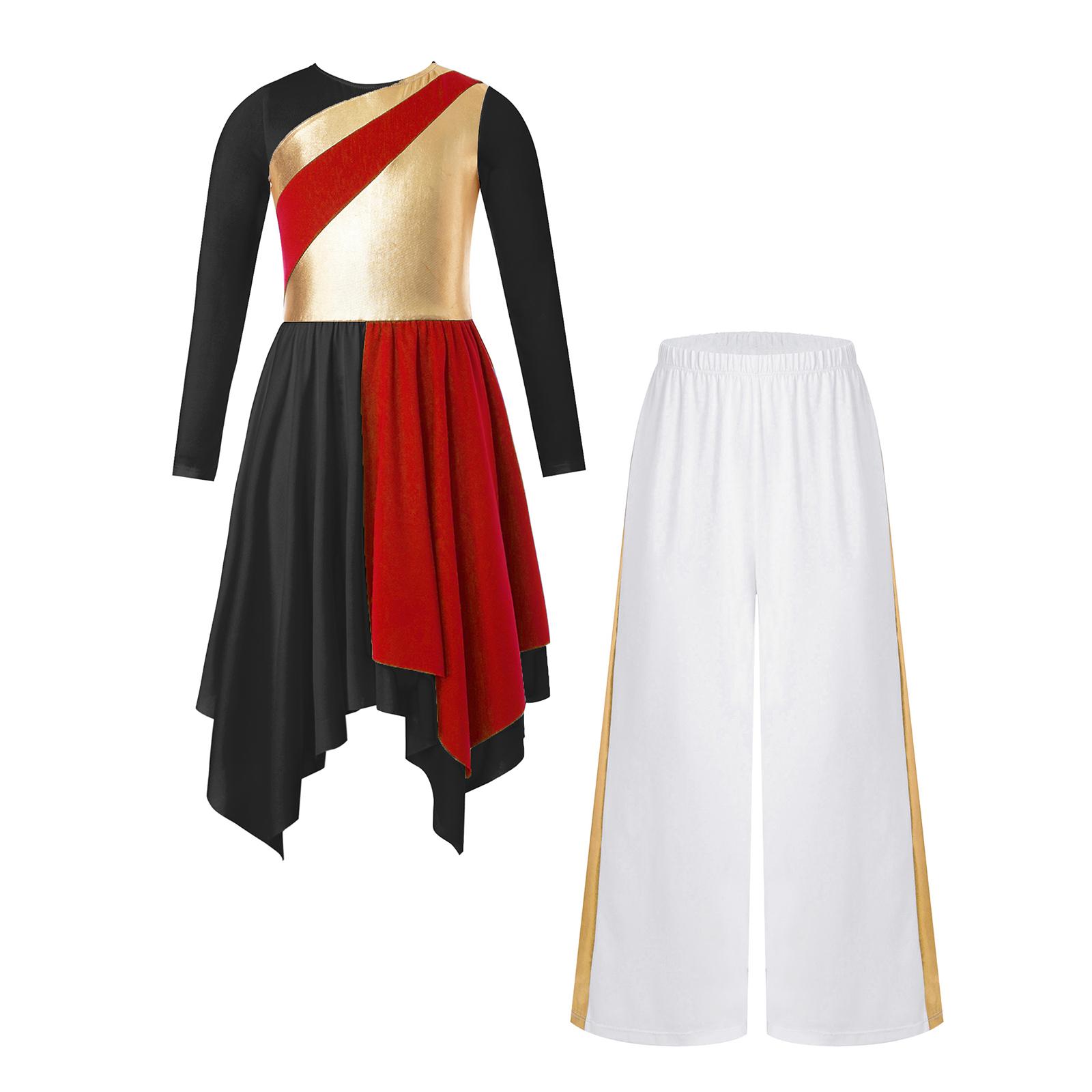Girls Metallic Contrast Asymmetrical Hem Dress Wide Leg Pants Lyrical Praise Dance Costume Set 5-6 Years білий/червоний
Girls Metallic Contrast Asymmetrical Hem Dress Wide Leg Pants Lyrical Praise Dance Costume Set 5-6 Years білий/червоний