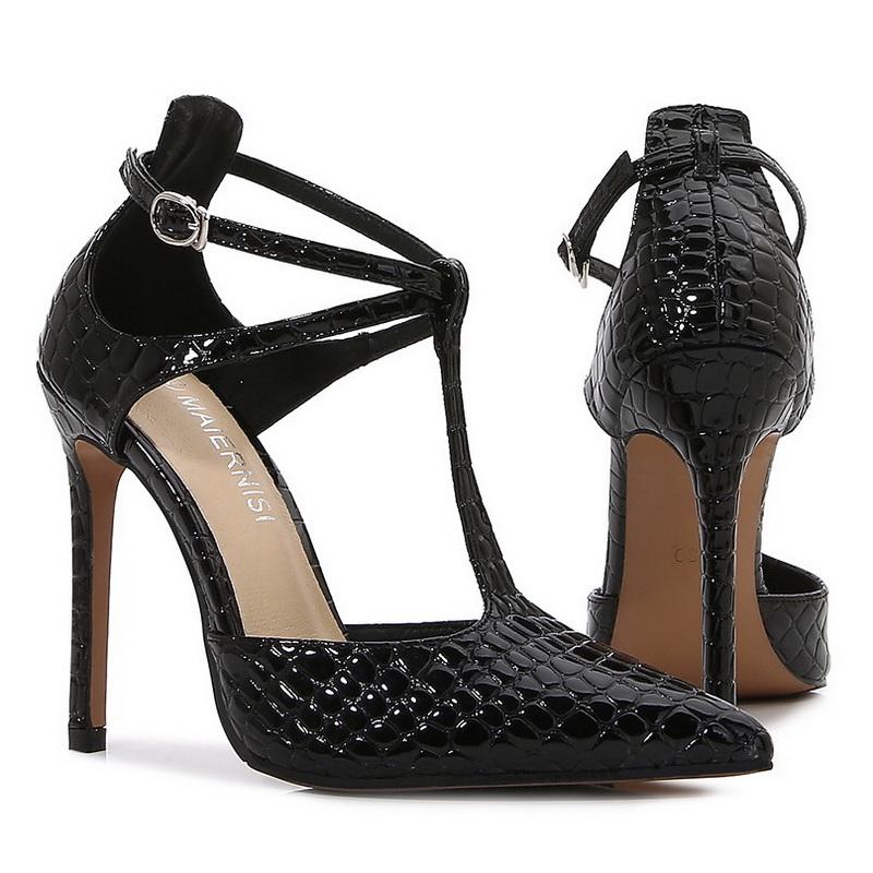 Women Aligator PU High Heel Sandals Pointed Toe T-strap Buckle Single Shoes for Office Nightclub Party Banquet Pub Gathering 46 чорний
Women Aligator PU High Heel Sandals Pointed Toe T-strap Buckle Single Shoes for Office Nightclub Party Banquet Pub Gathering 46 чорний