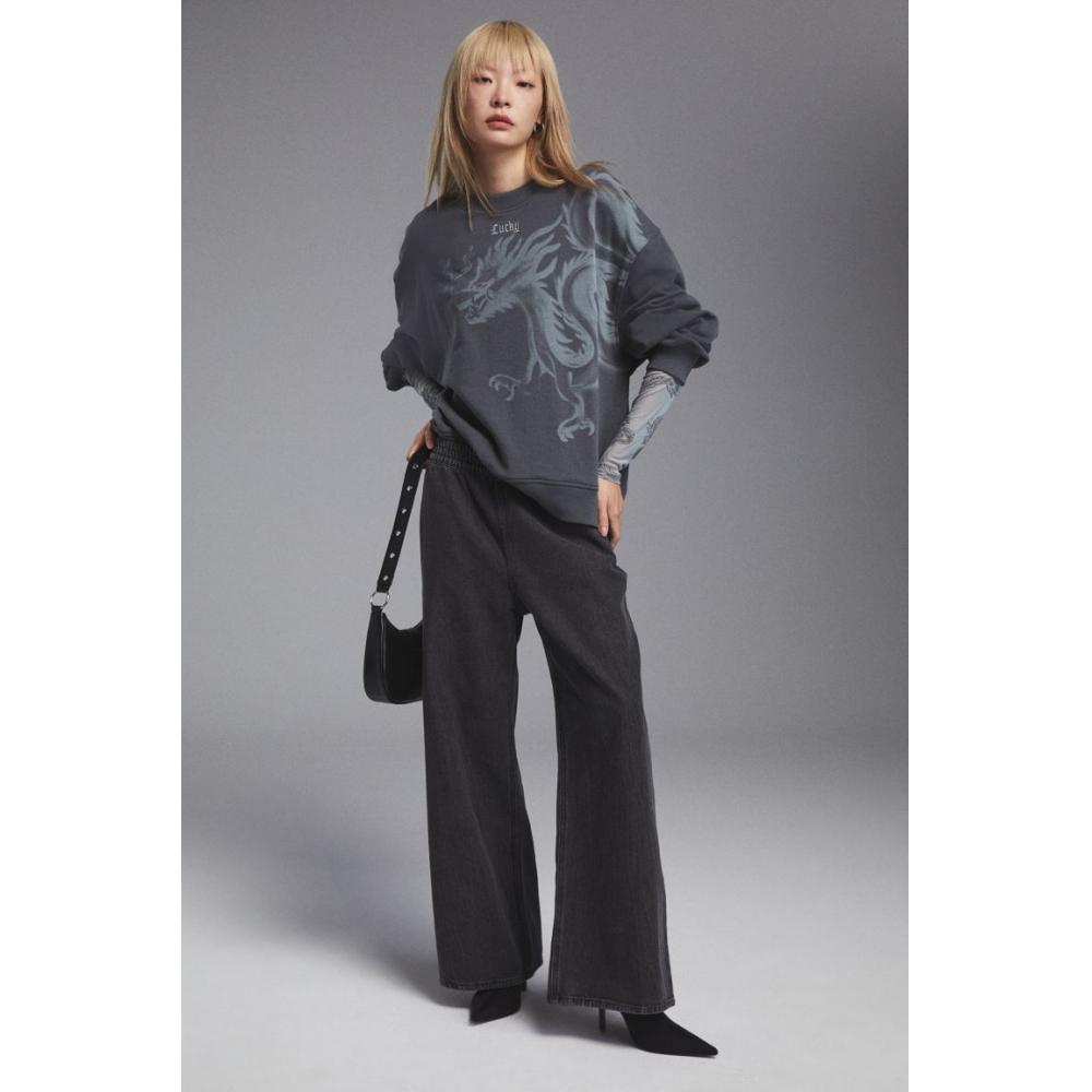 Толстовка HM Oversized Design Темно-серая для 
Толстовка HM Oversized Design Темно-серая для